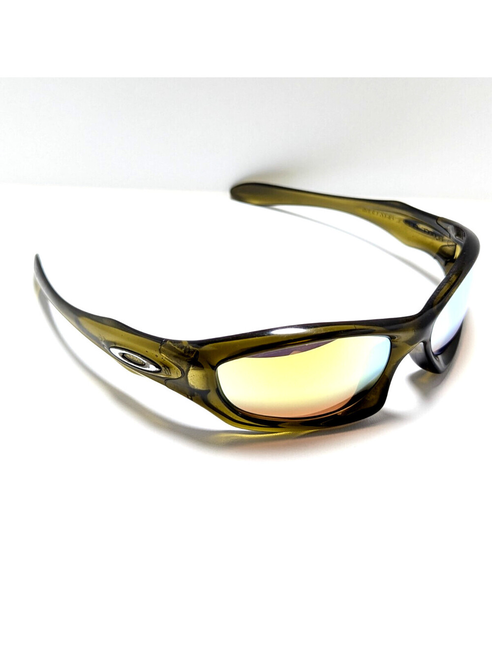 Oakley Monster Dog Gold Lenses Translucent Olive Green Wrap Men’s Sunglasses